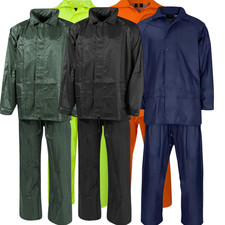 Unisex Waterproof Rain Suit Set  2 Piece Rain Jacket & Trousers PVC Rainwear