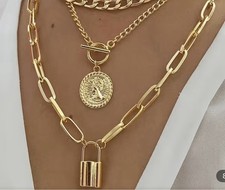 Layered Padlock Pendant 3Pcs