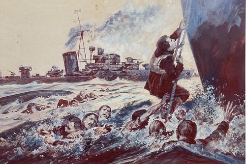 Wartime naval watercolour - wartime, u