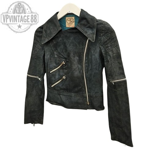 Vintage leather green biker - vintage,