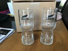 2 x Carling Half   Pint Glasses  New Design Easy Grip Embossed. Brand New