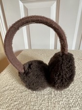 Genuine UGG Brown Knitted/ Sheepskin/Faux Fur Earmuffs Good Used Condition