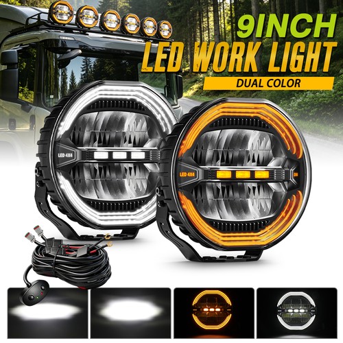 Pair 9inch black round led - pair,
