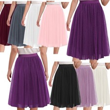 Girl Long Skirt Tulle Tutu Underskirt Elastic Waist A-Line Skirt Princess Party 
