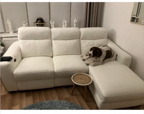 Cream leather sofa - with, a