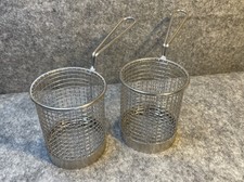 2 x Stainless Steel Round Mini Fry Basket 3.5" Mesh Wire Serving 