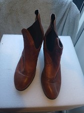 CARVELA TAN  LEATHER BLOCK HEELED CHELSEA BOOTS SZ 8/41