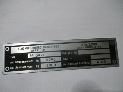 Nameplate type plate - nameplate, magirus