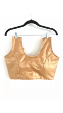 GOLD BLOUSE INDIAN WEDDING SARI SAREE ETHNIC CROP TOP CHOLI SIZE 10 12 GIFT NEW