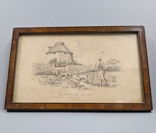 Vintage Framed Etching - Old
