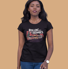 Rollin' With My Homies Van Skoolie RV Vanlife Caravan T-shirt Women's Nomad Tees