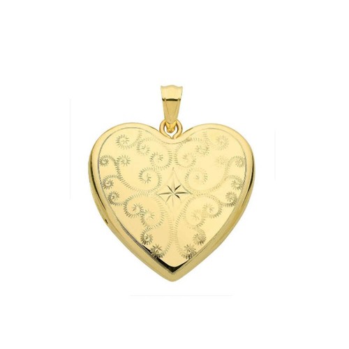 Yellow gold heart locket solid - gold,