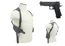 Halloween Costume Grey Pistol Shoulder Holster & Prop Airsoft Gun CV2909U 