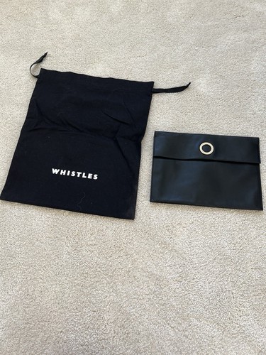 Whistle black leather clutch - leather,