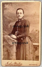 CDV LADY IN MOIRE FABRIC TRIMMED DRESS ROCHDALE JOSHUA MADEN PAINTED BACKGROUND