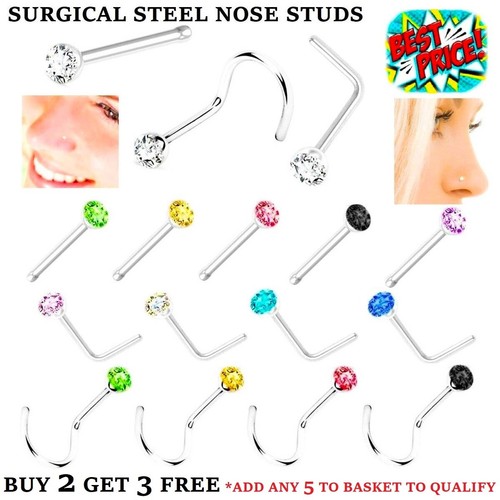 Silver nose stud straight - nose, l