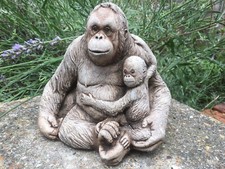 Orangutan And Baby - Garden Ornament - Hand Cast