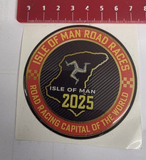 Isle of Man TT Races - DOMED sticker/badge 70mmm - Black and Red border 2025