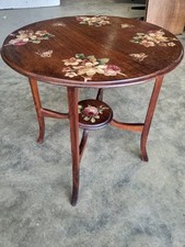 Vintage 20thC round oak 2 tier