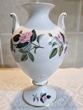 Wedgewood Bone China  Hathaway Rose Vase Urn Shape Vintage Pre 1987 Stands 22cms