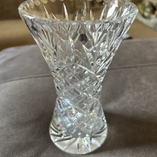 TALL WEBB CORBETT CUT  THICK GLASS VASE