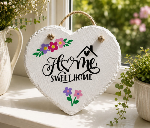 Slate hanging heart home - heart, 'home