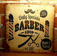 Barber Daily Specials Shop Decor Wall Art Wooden Sign Shabby Chic Shave Haircut