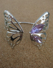 Silver, Abstract, Jewelled, Hollow Out, Butterfly Bangle - WILDLIFE CHARITY SALE
