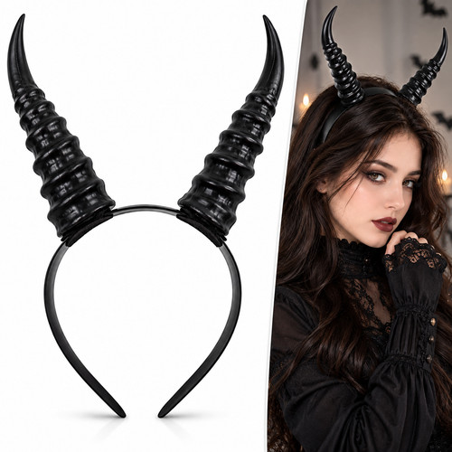 Black devil horn headband - devil,