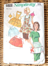 Vintage 1960s Simplicity Sewing Pattern 6808 Hostess Tradwife Apron One Size VGC
