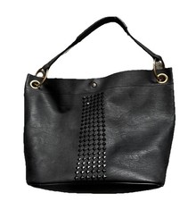Justfab Large Black Handbag With Decorative  Black Studs ￼