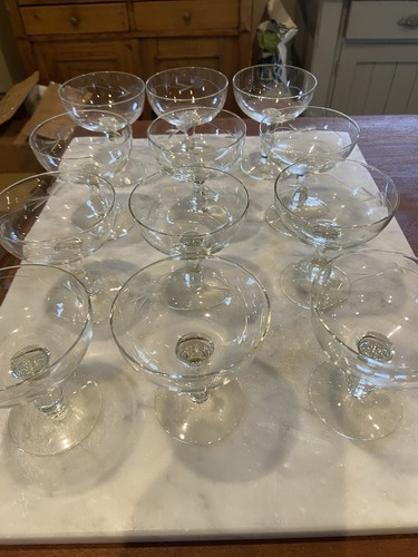 Vintage etched champagne coupe - etched,