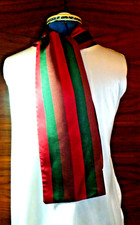 100% woven silk men's cravat/scarf/ascot  Red/green/brown stripes  NEW