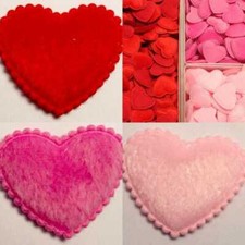 Fluffy Hearts Padded 35mm Fabric Valentines Motifs Topper Patches BUY 6 12+ 634D