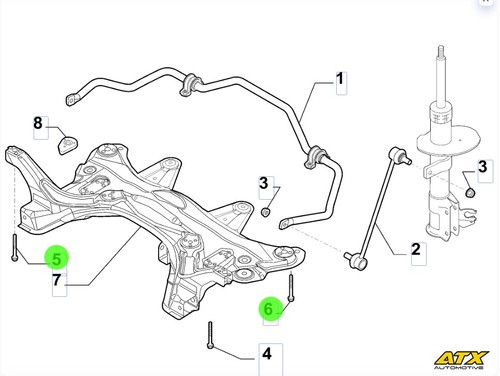 Front subframe mounting bolt - front,