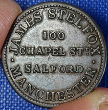 Manchester, James Stelfox, Bread Flour & Cheesemonger Farthing Token C19th-Read!