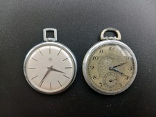 2 X Vintage  Gents slim cased POCKET WATCHES - WORKING - inc Uno- 17 JEWELS