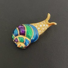 Preloved Enamel Snail Brooch Gold Tone Colourful 4x2cm Gardener Gift Quirky