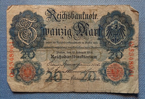 Old reichs banknote twenty - reichs,