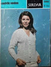 Orig Vtge Sirdar Courtelle Random Raglan Cardigan 34"-40" Knitting Pattern 5093
