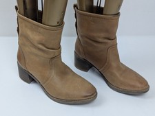 Dune London Ankle Boots Tan Cowboy Style Block Heel Size UK 6 EUR 39