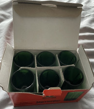 6x Jagermeister Liqueur Embossed Shot Glasses Green Glass 2.5cl In Box