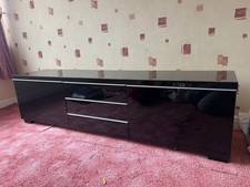 IKEA Besta Burs Black High Gloss TV Stand Unit with Bench Cabinet and Storage