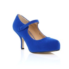 NEW WOMENS LADIES STRAP MID HEEL CASUAL SMART WORK PUMP COURT SHOES SIZE 3-8