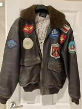 Avirex G-1 Leather Vintage  Flight Jacket With Flight Patches Size L