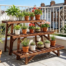 3 Tier Wood Plant Stand Step