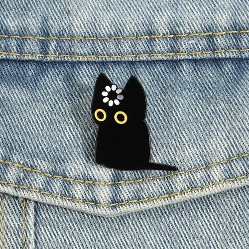 Cat pin cartoon black - cat,