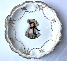 Crescent China vintage large plate with portrait of Edwardian lady