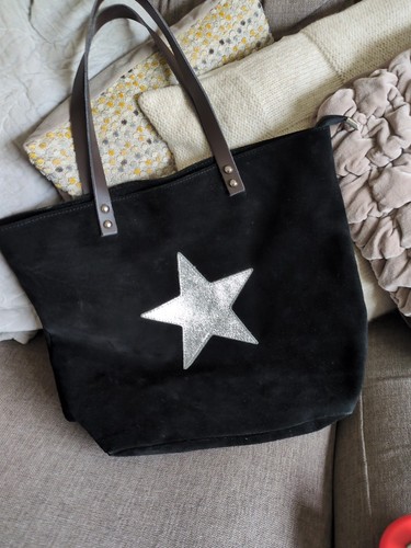 Black suede bag - suede, with