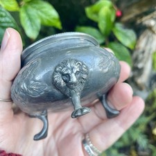 Antique Small Pewter Cauldron 1800s Wiccan Travel Alter Spell Pot Lion Footed